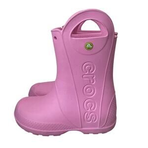 Crocs Handle It Girls Size 2 Pink Rain Boots